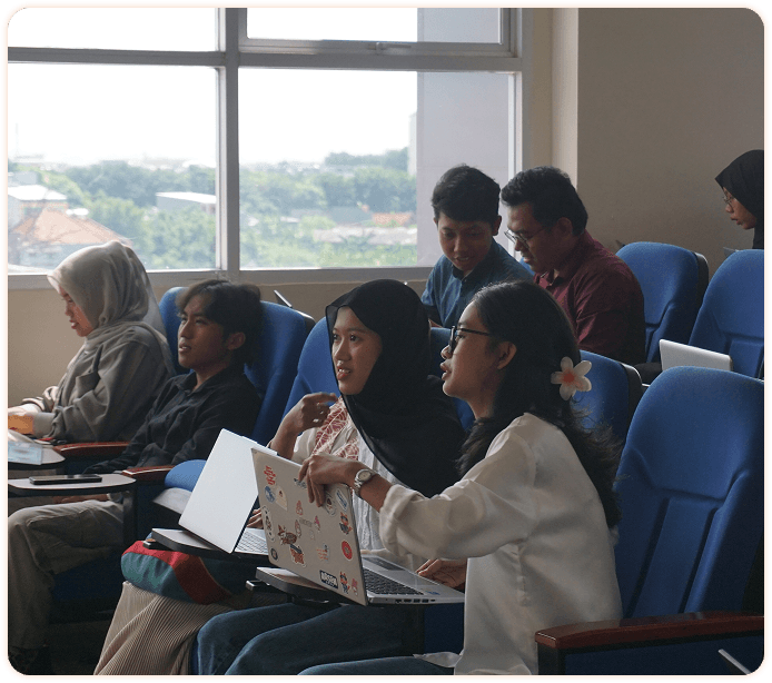 Cluster team studying together